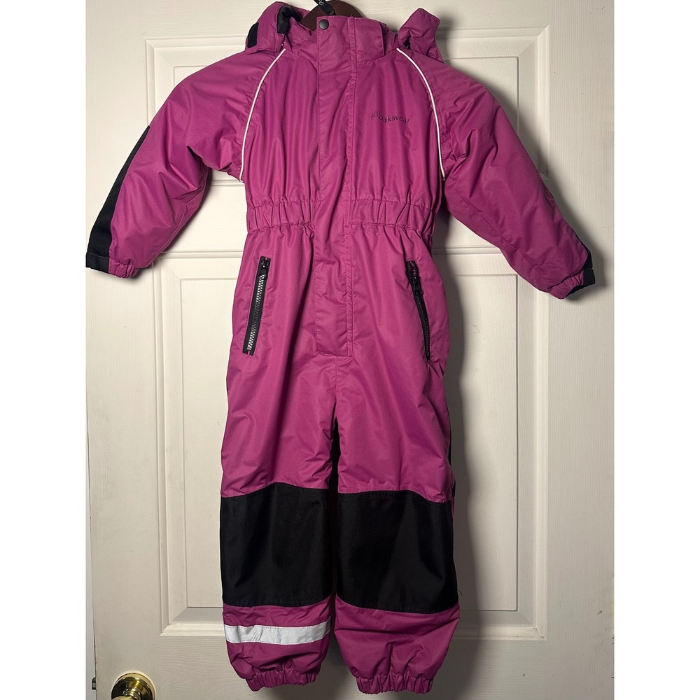 Oakiwear Kids Magenta Black One Piece Insulated Snow Suit Hooded Size 3T